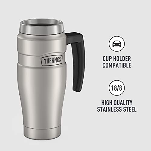 THERMOS Stainless King Vacuum-Insulated Travel Mug with Handle-16oz,Matte Steel-Thermos Tumbler for Hot&Cold Drinks-Leak-Proof&Sweat-Proof Stainless Steel Coffee Mug with Lid for Commuting,(Pack of 4) - Image 4