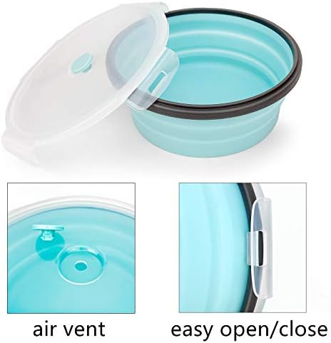 CARTINTS 1200ml Large Collapsible Meal Prep Containers, Reusable Silicone Food Storage Containers, Stackable Fridge Storage Containers, With Leakproof Lids, Microwave and Freezer Safe, Blue - Image 5