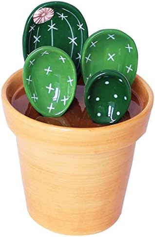 Cactus Measuring Spoons Set in Pot Ceramic House Warming Gifts New Home by GICEY