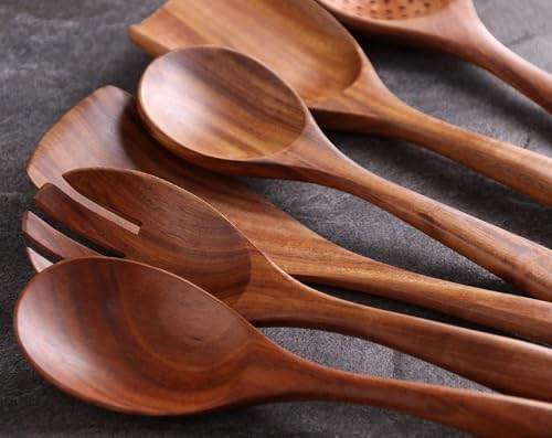 6-Piece Teak Wood Cooking Utensil Set, Wooden Spoons for Cooking - Image 3