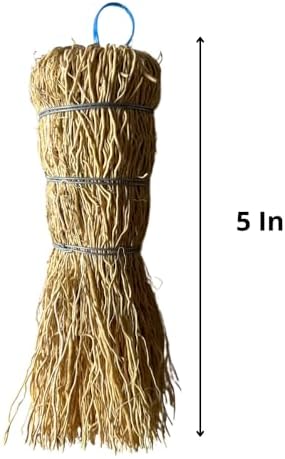 Set of 3 Natural Fiber Dish Brush Cleaners - Mexican Escobeta de Raiz Natural 5" with Hangers - Sustainable Kitchen Cleaning Scrubber Brushes for Pots, Sinks, and Pans - Yellow Cepillo Limpia Trastes - Image 2