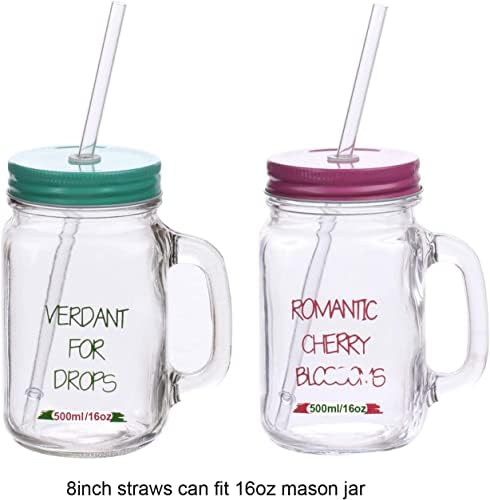 DAKOUFISH 8 Inch Reusable Plastic Replacement Drinking Straws for 12 oz & 16 oz Mason Jar Tumblers,Set of 12 Pcs Straws with Cleaning Brush (8inch, 7color) - Image 3
