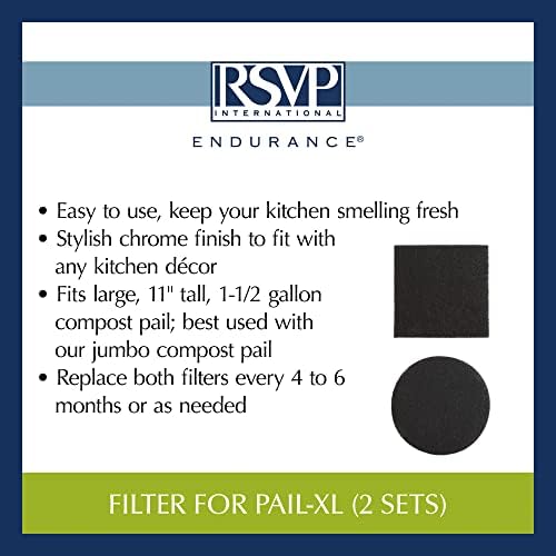 RSVP International Charcoal Compost Bin Filter 2-Piece Set Helps Keep Kitchen Smelling Fresh, Replacement - 1/2 Gallon Bin/Pail - Image 6