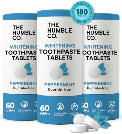 The Humble Co. Chewable Toothpaste Tablets, Fluoride-Free - Peppermint by TheHumbleCo