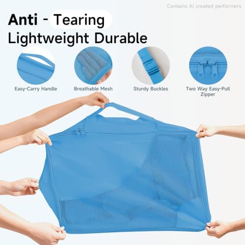 OlarHike Packing Cubes for Travel,Gifts for Women Mom,Anti-Tearing Suitcase Organizer for Luggage with Shoe & Hanging Toiletry Bag,Vacation Essentials & Accessories for Cruise Ship,9 Set,Azure Blue - Image 4