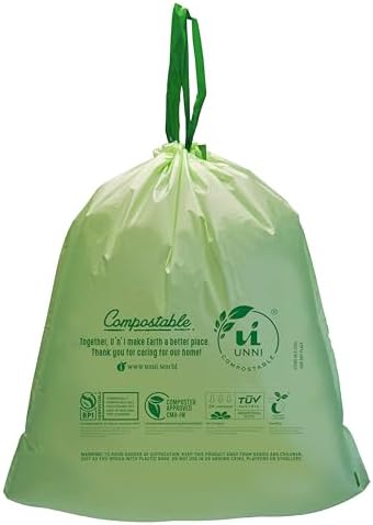 UNNI Compostable Drawstring Bags, 8 Gallon, 45 Count, Extra Thick 1 Mil - Image 3
