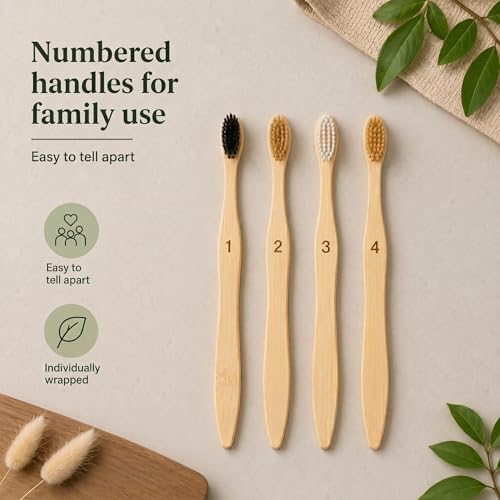 Bamboo Toothbrush Variety 4 Pack, Boar, Horse, Nylon Bristles - Image 5