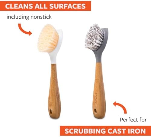 Full Circle Double Dish Brush Set, Durable Scrub Brushes for Dishes - Image 2