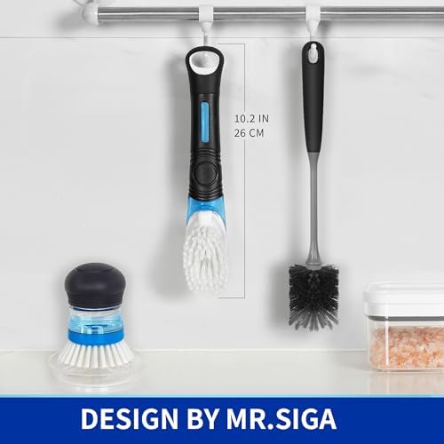 MR.SIGA Soap Dispensing Dish Brush, Kitchen Brush for Pot Pan Sink Cleaning - Image 6