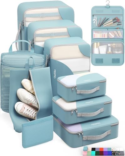 OlarHike 10 Set Packing Cubes for Travel,Gifts for Women Mom,Anti-Tearing Suitcase Organizer,with Over 1000 pcs Mesh Holes,Vacation Essentials & Accessories for Cruise Ship by OlarHike