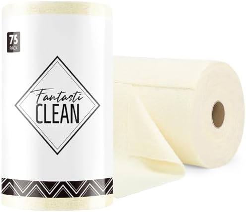 Fantasticlean Microfiber Cleaning Cloth Roll- 75 Sheets, 12" x 12" (Beige) by Fantasticlean
