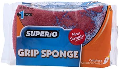 Superio (6 Pack) Scrub Sponge with Grip, Heavy Duty Duel Sided Kitchen Sponge (Red) - Image 2