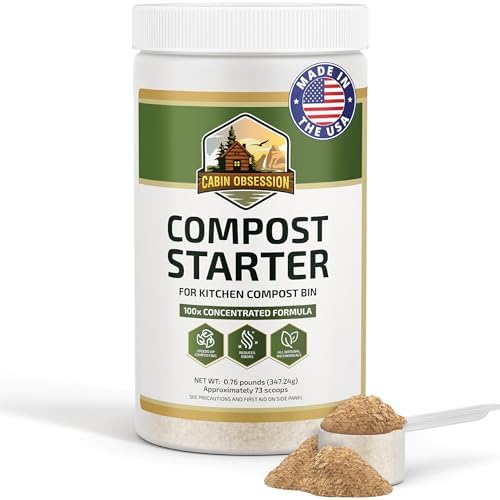 Compost Starter - 100x Concentrated All Natural Compost Accelerator for Countertop Kitchen Bin - Odor-Free, Fast-Acting Microbial Formula - Approximately 73 Scoops by CabinObsession