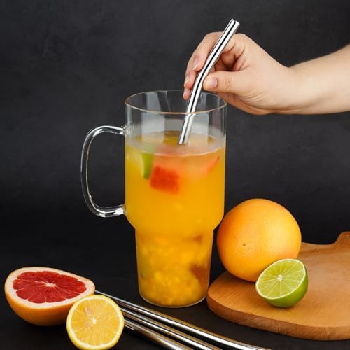 Tomorotec 8PCS Stainless Steel Straws Fit for 40oz Stanley Tumblers, Silver - Image 3
