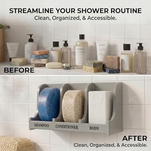 Soap Holder for Shower Wall, 3-Compartment Soap Dish [Patent Pending] - Image 5
