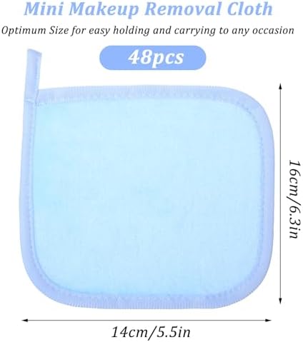 48 Pcs Makeup Remover Cloth Reusable Makeup Remover Pads Soft Microfiber Face Towels Facial Cleansing Cloths for Face Hand Eye Lips Bathroom Gift for Women 6.3 x 5.5 Inch(8 Colors) - Image 2