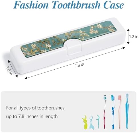 Toothbrush Travel Case - Colorful Pattern, Holder and Covers for Toothbrushes, Includes Tongue Scraper Case - Image 2
