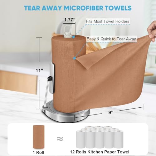 AIDEA Microfiber Cleaning Cloth-330 Sheets 6 Roll,Cleaning Rags 11×9" Brown - Image 2