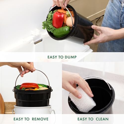 FINESSY Kitchen Compost Bin Countertop White, Indoor Composter 1.3 Gallon - Image 5