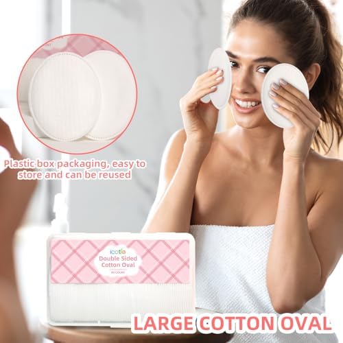 ICOTLE Large Oval Cotton Pads, 80 Count, Multi-Layer, Lint-Free, Dual-Sided, Ultra-Soft Cotton Oval Pads for Makeup Removal, Cleansing, and Toner Application - Image 5