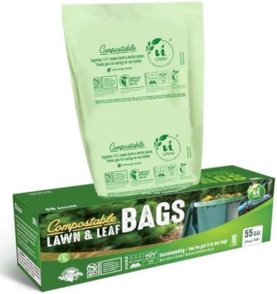 UNNI 50-55 Gallon Compostable Bags, 10 Count, 208 L, Extra Thick 1.38 Mil by UNNI