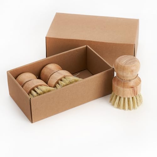 Diahom Bamboo Dish Brush Scrubber 3 Pack for Kitchen Cleaning Pot Pans - Image 5