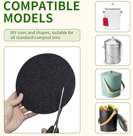7.25 inch Compost Filters for Countertop Bin Saiqiang 12Pack Charcoal Filter for Kitchen Compost Bin Pail Replacement Filter Carbon Round Charcoal Filters for Compost Bucket - Image 5