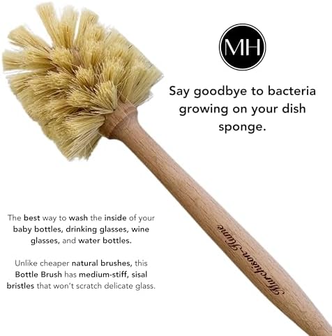 Murchison-Hume Natural Bottle Brush - Eco-Friendly & Biodegradable Bottle Brush with Beechwood Handle and Sisal Bristles, Bamboo Dish Brush for Baby Bottles, Glassware, and More - Image 2