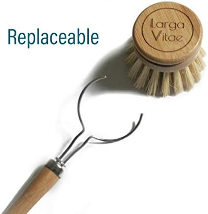 6 pcs Wooden Dish Brush Replacement Heads Made of Renewable Bamboo Wood and Natural Bristle Fiber, Durable, Long Lasting (Tampico Fiber) - Image 6