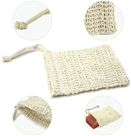 E-Know Soap Bag, 5 Pack Natural Sisal Soap Saver, Zero Waste Plastic-Free Soap Net, Foaming and Drying The Soap, Massage, Peeling - Image 2