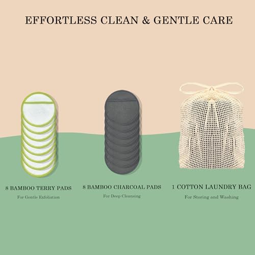 Chloven 16 Pack Reusable Makeup Remover Pads - Soft Bamboo Cotton Rounds - Image 3