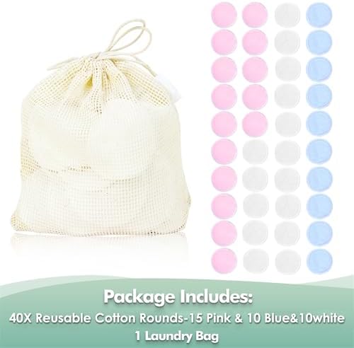 wegreeco 40 Pack Reusable Makeup Remover Pads, Washable Reusable Cotton Rounds Pads for Face, Makeup Remover Cloths for All Skin - (Velour, 3 Color) - Image 2