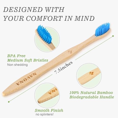 10 PCS Bamboo Toothbrushes, Individually Wrapped Wooden Toothbrushes Bulk - Image 4