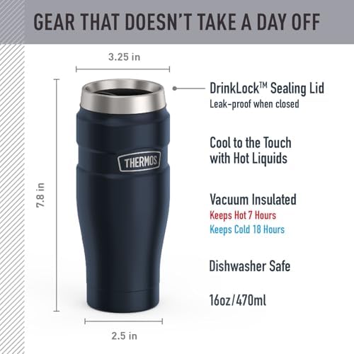 THERMOS Stainless King Stainless Steel Tumbler, 16oz, Midnight Blue - Image 2