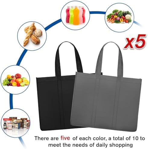 Reusable Grocery Shopping Bags 10 Pack Large Foldable Tote Bags Bulk - Image 5