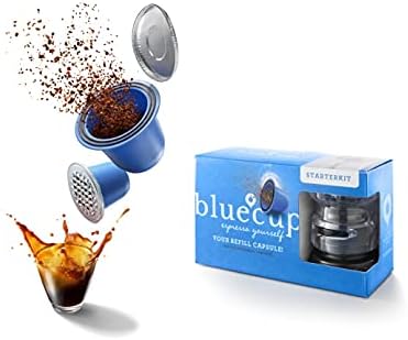 Reusable Nespresso Pods - Patented Sealing System, No Glue - Made in Holland - 25% More Coffee - 2 Capsules, 100 Foil Lids, Sealer & Spoon - BPA-Free by Bluecup