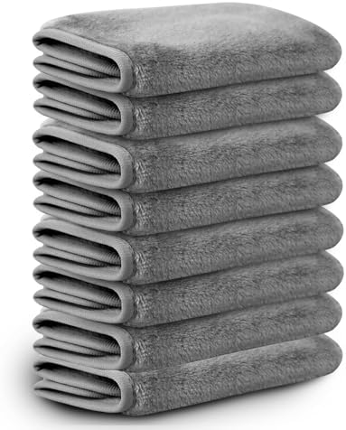 Nugilla Makeup Remover Cloths, 8 Packs Makeup Remover Towels Reusable Face Wash Cloth, Soft Microfiber Face Cloth for Women(Cool Grey) by Nugilla