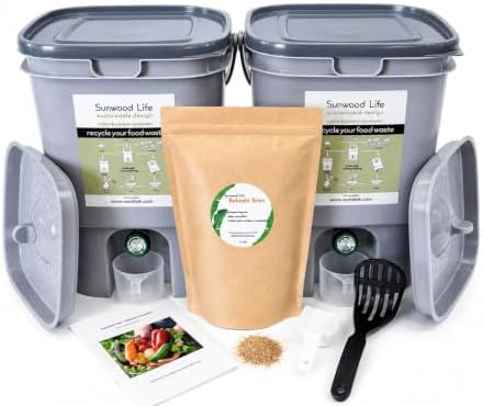 Indoor Bokashi Composter Starter Kit, Gray & Gray, 2 Bin by Unknown