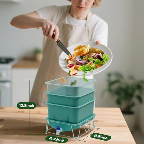 3-Tray 15L Worm Compost Bin,Indoor Composter for Kitchen Food Waste - Image 2