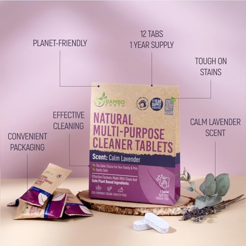 12 Pack Natural Multi-Purpose Cleaner - All Surface Multipurpose Cleaning Tablets Refill - Eco-Friendly Product & Cleaning Supplies - 1 Tablet = 17oz Spray (204oz Total) - Calm Lavender - Image 2