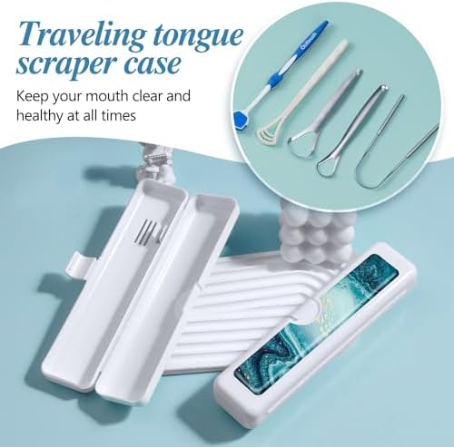 Toothbrush Travel Case - Colorful Pattern, Holder and Covers for Toothbrushes, Includes Tongue Scraper Case - Image 5