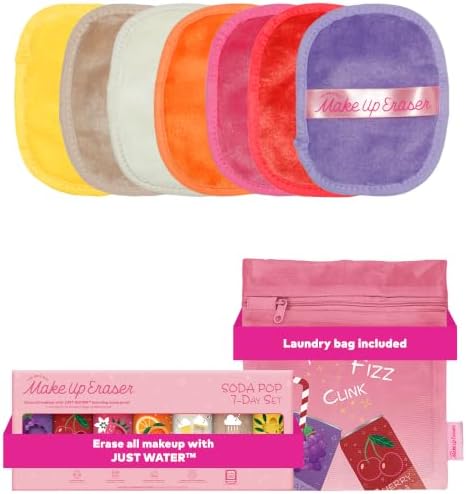 The Original MakeUp Eraser 7-Day Set, Erase All Makeup with Just Water, Including Waterproof Mascara, Eyeliner, Foundation, Lipstick, Sunscreen, and More! Soda Pop 7ct by MakeupEraser