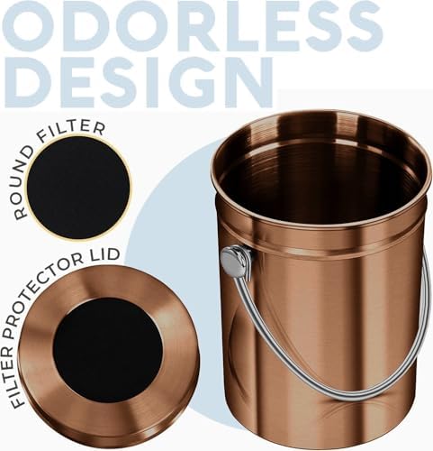 Epica Kitchen Compost Bin for Kicthen Countertops, 1.3 Galllon - Copper - Image 2