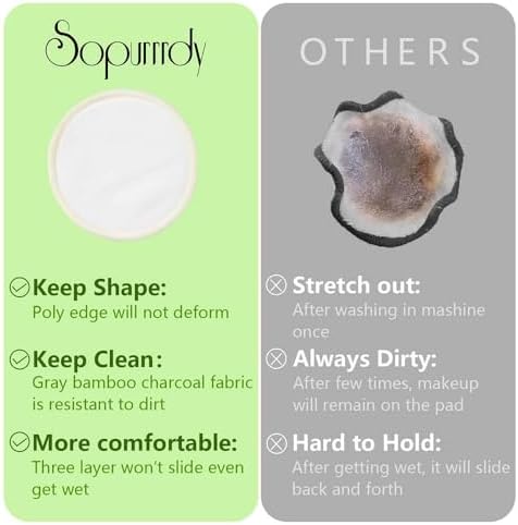 Reusable Cotton Rounds, 100% Natural Bamboo Cotton Pads for Face|Reusable Makeup Remover Pads with Laundry Bag,Headband and Cotton Round Holder (Beige) - Image 5