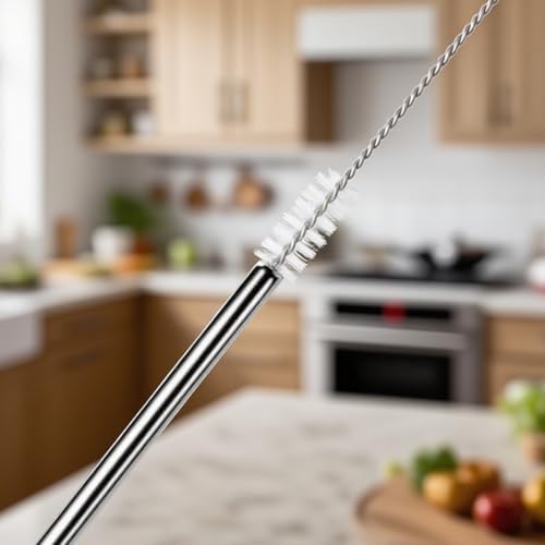 Lazycorner 10 Pcs Metal Straw Reusable 8.5" 6mm Stainless Steel Straws,20oz-32oz, Silver Drinking Straws with Silicone Tips, 4 Straw Cleaner Brush, 1 Travel Case - Image 4
