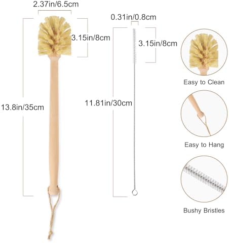 2-in-1 Wood Bottle Brush & Stainless Steel Straw Cleaning Brush - Image 2