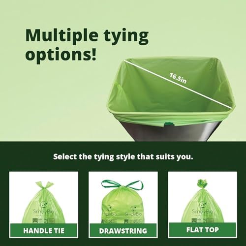 13 Gallon Compostable Trash Bags with Handle-Tie, Thick 0.87 Mil, 49.21 Liter, 30 Bags, Tall Kitchen Food Scrap Waste Bag, ASTM D6400, US BPI and OK Compost Home Certified - Image 5