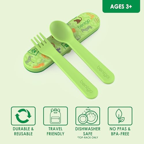 Bentgo Kids Plastic Utensil Set with Fork, Spoon, & Storage Case - Image 3
