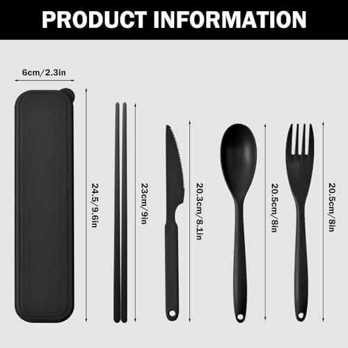 Large Reusable Travel Utensils with Case, Plastic Camping Cutlery Set - Image 5
