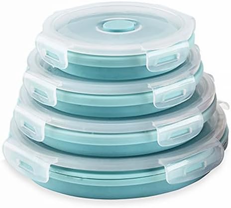 CARTINTS Silicone Collapsible Food Storage Containers-Prep/Storage Bowls with Lids – Set of 4 Round Silicone Lunch Containers – Microwave and Freezer Food Containers (Blue) by CARTINTS